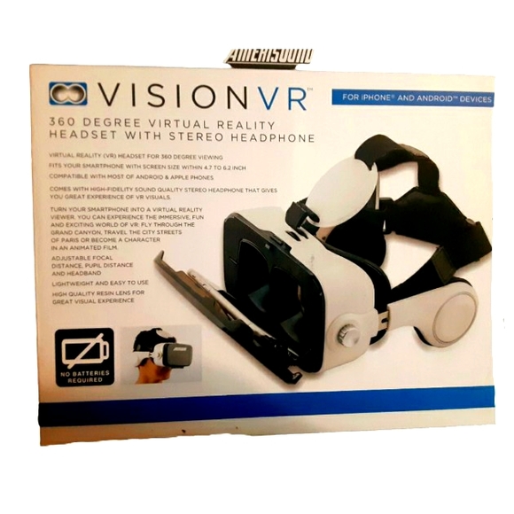 ❤Amerisound Vision VR 360 Degree Virtual Reality Headset w/ Stereo Headphone NEW - Picture 2 of 4